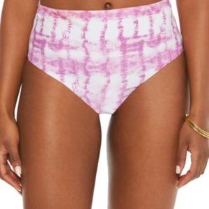 NWT Bar III Summer Stripes High-Rise Bikini Bottom Purple Fuchsia SIZE MEDIUM